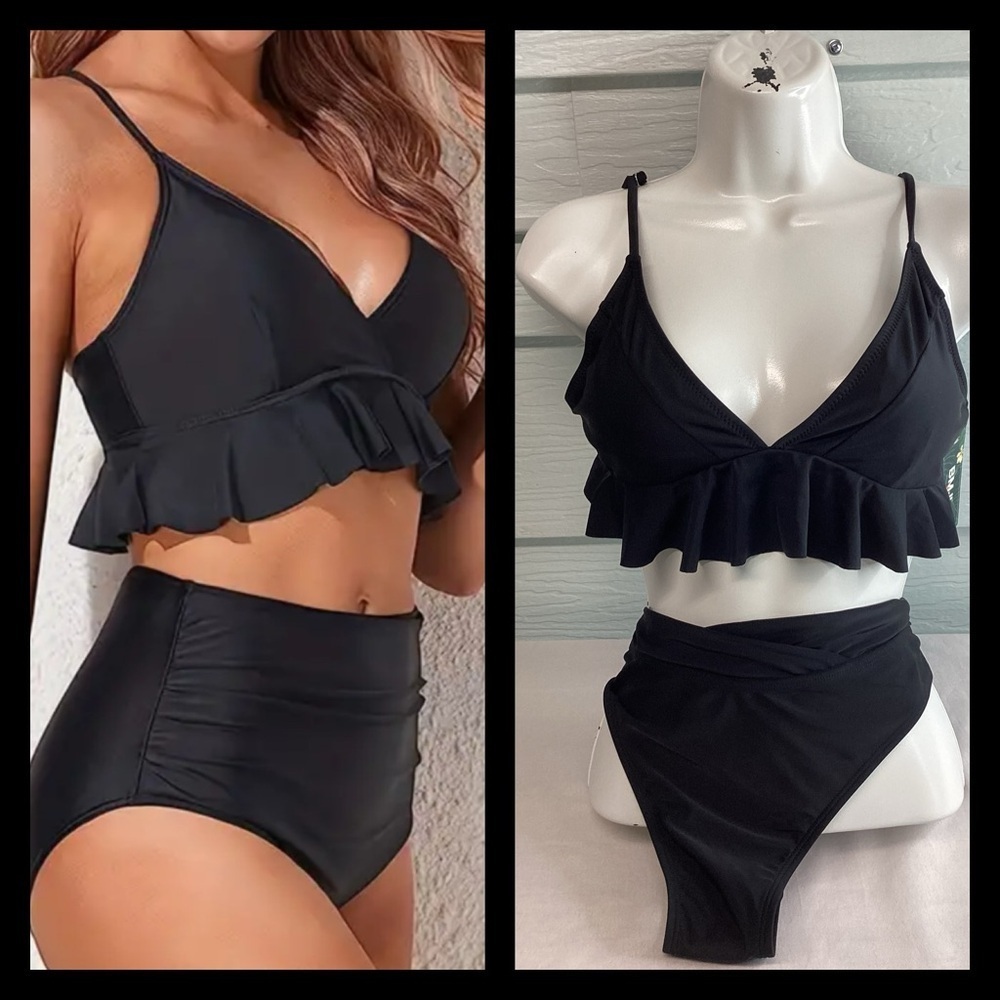 Black Ruffled Bikini Set - Picture 5 of 6